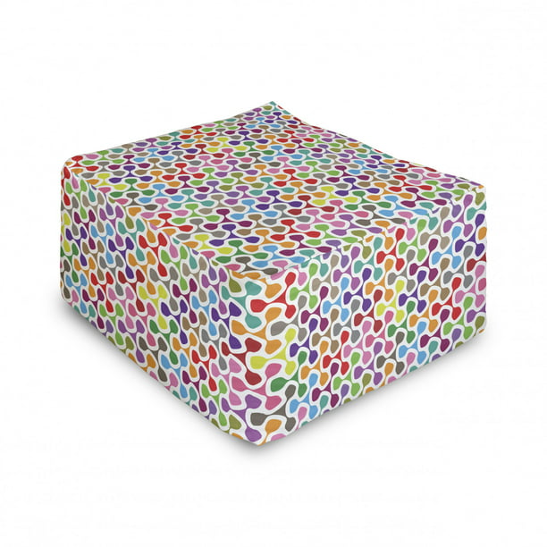 View of Colorful Circles Intertwined Modern Geometric Details Graphic Ornaments Under Desk Foot Stool for Living Room Office Ottoman with Cover Multicolor Ambesonne Colorful Rectangle Pouf 25 